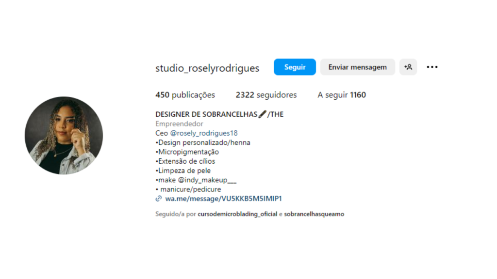 biografia para instagram designer de sobrancelhas
