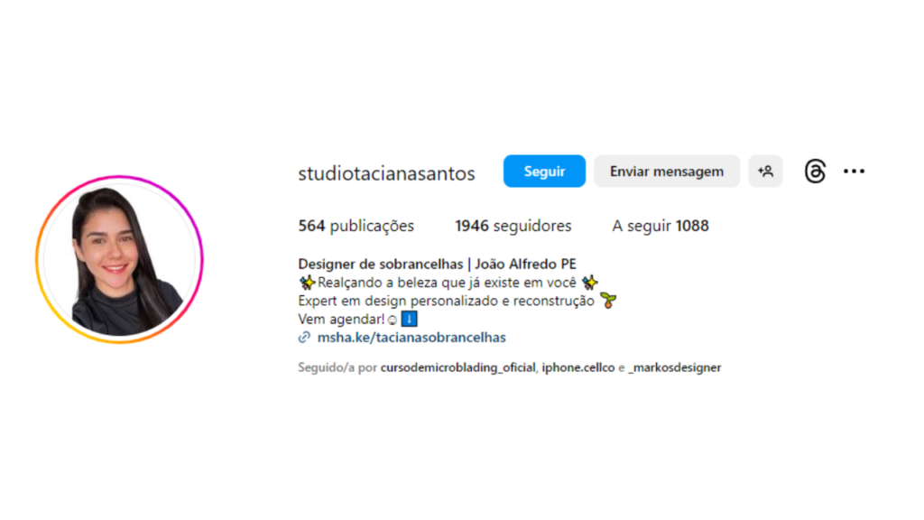 biografia para instagram designer de sobrancelhas